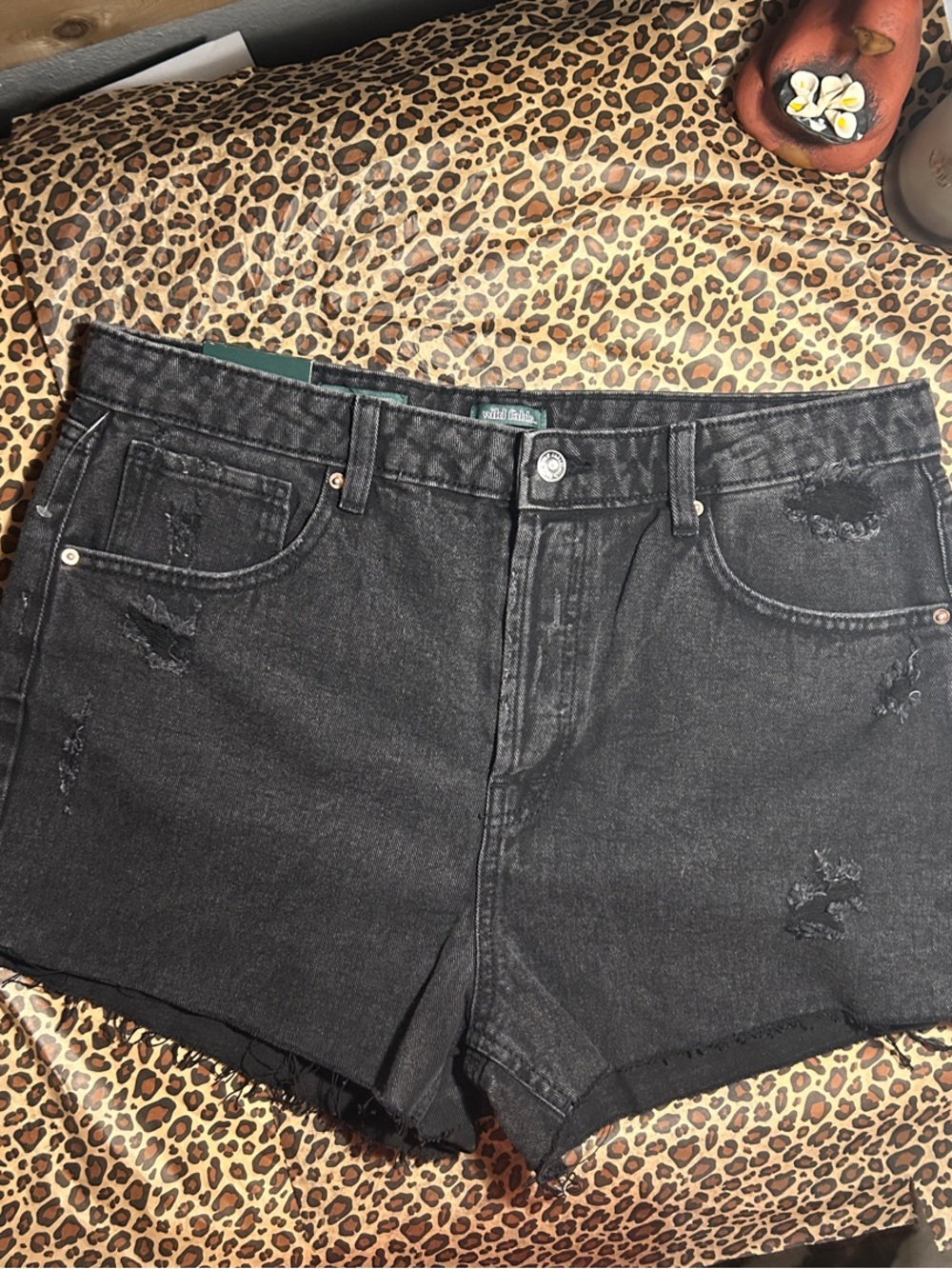 wild fable NWT Black High-Rise Distressed Denim Shorts